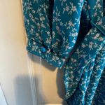 Vintage Alison Peters Petite Teal Floral Print Midi Dress Women's Size 10 Wrap Blue Photo 9