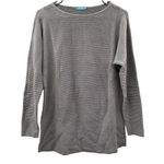 J. McLaughlin Cotton Cashmere Blend Gray Ribbed 3/4 Sleeve Pullover Sweater Sz S Photo 0
