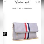 Stylish Gray Clutch or cross body with Red and Blue Stripes Photo 6