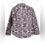 Cozy Sherpa Pullover Women’s Size Small Burgundy & White Aztec Print Photo 5