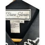 Diane Gilman Y2K  100% Silk Black Button-Up Long Sleeve Shirt Bead Detailing Sz M Photo 3