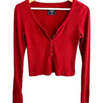 Abercrombie & Fitch Abercrombie Fitch Y2K Ribbed Henley Top Size S Cropped Elena Gilbert Bella Swan Photo 0