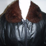 Vintage Black Leather/Fur Reversible Bomber Jacket Photo 3