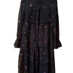 Who What Wear Fairy Goth Dark Acadamia tiered shear/slip Dress S black floral Photo 0