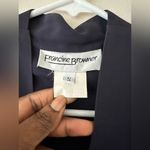 Vintage 1970's Francine Browner Deep V Neck Open Sleeveless Top Tie Belt Sz S Blue Photo 3