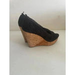 Nine West CLEARANCE Women's  Black Crochet Wedge Cork‎ Heels Size 7.5M GUC Photo 5