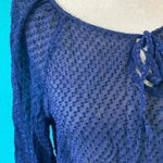 Ella Moss Anthropologie  silk sheer long sleeve blue blouse in size large Photo 1