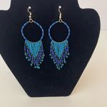 Blue and Purple Chandelier Earrings with Beaded Fringe Photo 0