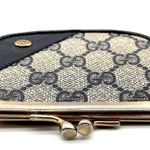 Gucci GG Supreme KissLock Navy Blue Monogram Coin Purse Change Wallet Photo 5