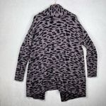 Calia Carrie Underwood Purple Black Leopard Print Large Open Front Sweater Photo 1