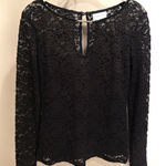 Bisou Bisou  Black Lace Keyhole Neck Long Sleeve Top Size Small Photo 0