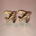 Gold Tone Dainty Airplane Boho Stud Earrings Photo 1