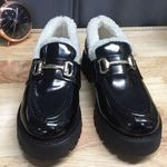 Steve Madden Lando Shoes Women Sz 6.5 Black Leather Chunky Lug Horsebit Loafers Photo 0