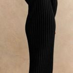 Sézane Sezane Katrina Midi Dress Noir Black Ribbed Knit Long Sleeve Merino Wool Photo 0
