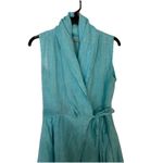 Puro Lino Made In Italy 100% Linen Dress Size M Beach Lagenlook Bubble Hem Blue Size M Photo 4