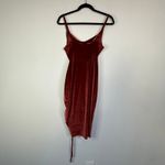Joyfolie Mia Joy Rust Ruched velvet bodycon dress Size Small Brown Photo 5