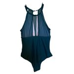 Tempt Me  high neck plunge mesh ruched one piece swim suit blue Photo 1