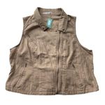 Maurice's Asymmetrical Zip Vest Tan Brown Khaki Plus Size 3XL Safari Linen NWT Photo 13