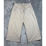 Athleta  Avenue Wide Leg Crop Pull‎ On Pants Womens 14P Beige Drawstring Pockets Photo 1