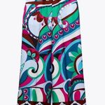 ZARA satin effect multicoloured paisley cropped culottes high waist pants Sz L Photo 0