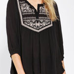 Urban Outfitters Black  Ecoté Embroidered Blouse Black Boho Sz Small Photo 0