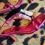 ZARA NWT  Pink Metallic Mid-Height Ankle strap Heels Photo 5