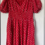 Madewell  Red Dress with White Floral Pattern Photo 0