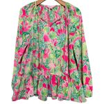 Lilly Pulitzer  Women’s Size S Raz Berry Catty Shack Tensley Tie Front Top Blouse Photo 3