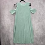 Belle Sky  Green Mint Pleated Cold Short Shoulder Knee Length Boho Dress Large Photo 1