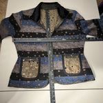 Yak Magik Jacket Women Medium Reversible Embroidered Artsy Boho Silk Blend Nepal Blue Photo 1