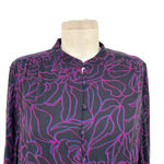 Equipment  Cornelia Top True‎ Black / Amaranth Pink Squiggle Floral Size Small Photo 3