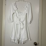 New! Saints + secrets Only Yours Frill Trim Waist Tie Satin Mini Dress White LRG Size L Photo 5
