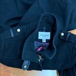 Cole Haan Black Wool Leather Trim Trench tailored fit Coat size 12 Photo 3