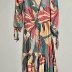 Boamar Zain Collage Leaves Cover Up Dress Size Medium Pink Photo 1