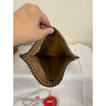Women's Tan Clutch Bag with Silver Chain Detail Photo 7