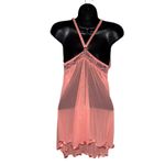 Lace‎ Mesh Halter Babydoll Chemise Slip Peachy Pink Lingerie Size L Photo 1
