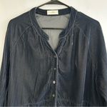 Natural Life Laid Back Deep Slate Blue Velvet Button Down Top/Blouse Size Large Photo 2