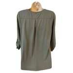 Women’s dressy casual sage green top quarter zip roll tab sleeves size small Photo 2