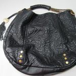 Vince Camuto Black Pebbled Soft Leather Hobo Bag Golden Hardware Tassle Hippie Photo 0