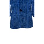 Luii Women's Jacket Textured Geometric Print Big Button Mid Length Blue Medium Photo 3