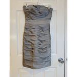 Monique Lhuillier  Bridesmaids Dress Size 4 Gray Strapless Ruched‎ Cocktail Photo 1