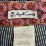 April Cornell Jeans Womens 12 31 Blue White Pinstripe Skinny Zippers Conductor Photo 4