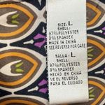 Bill Blass Vintage  Purple Geo Print 3/4 Sleeves Tie waist Peplum Top women sz L Photo 6