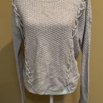 American Eagle  Knit Sweater Women's Small Beige Side Lace-Up Textured Photo 0