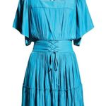 Ramy Brook Kit Dress Flutter Sleeve Mini Teal Small Photo 2