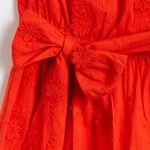 Loft  Beach Floral Embroidered Strapless Romper Red Orange Sz Medium NWT Photo 3