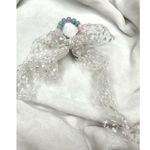 Free People NEW  Bracelet Multicolor Beaded White Lace Bow Colorful Dainty Beach Photo 1