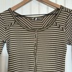 BKE  M Ribbed Thermal Henley Top Olive Stripe Y2K Layering Indie Grunge Photo 2