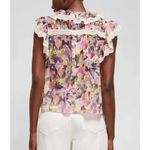 French Connection New.  orchid floral lace ruffle top. Small. Retails $128 Photo 3