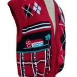 Vintage Red Koret Cotton Large Sweater Vest, Layering Vest, Womens Sweater Vest Photo 2